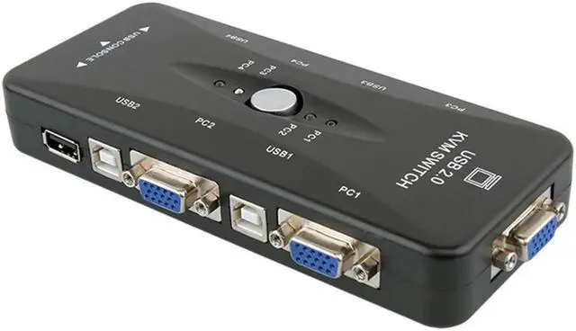 Main image of 4 Ports KVM Switch 4 in 1 Out VGA Splitter Box Computer Desktop Converter Box for Keyboard Mouse Monitors