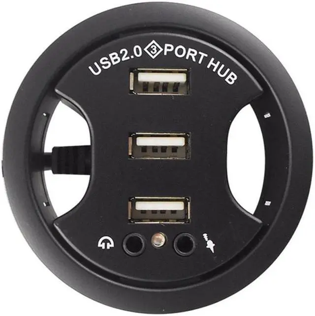 Alt view image 3 of 5 - In Desk 3-Port USB 2.0 HUB Adapter and External StereoSound Adapter Combo Plug and play supports hotswapping/plugging. 66#