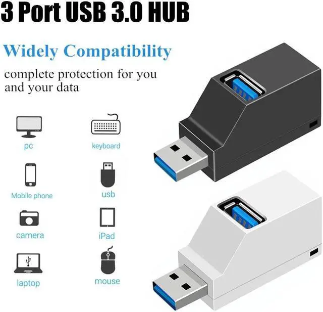 Alt view image 2 of 5 - 1Pc Hot Sale Mini 3 Ports USB 3.0 /2.0 Hub High Speed  Transfer Splitter Box Adapter For PC Laptop MacBook Pro Dropshipping