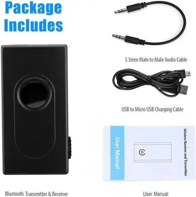 Alt view image 3 of 5 - Bluetooth Transmitter Receiver Adapter Single Audio Music Adapter With USB Charging Cable 3.5mm Audio Cable 40JUN0