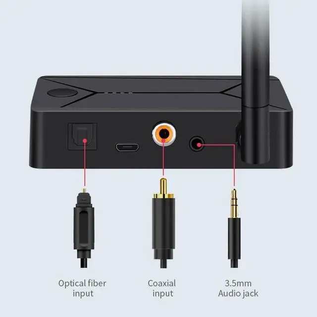 Alt view image 5 of 5 - 5.0 Audio Transmitter 3.5mm AUX Coaxial Optical Fiber Jack Stereo Wireless Adapter for TV PC Speakers