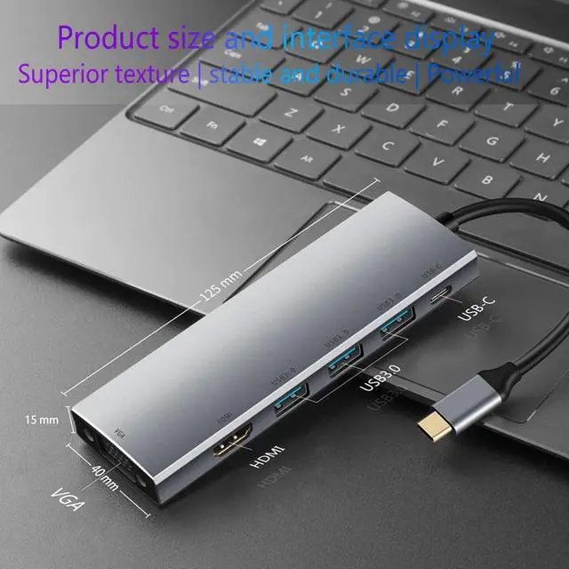Alt view image 2 of 5 - C Hub for Mac Book Pro/Air, iPad Pro 6IN1  C Hub with VGA, 4K HDMI  C Power Delivery, 3  3.0 Hub