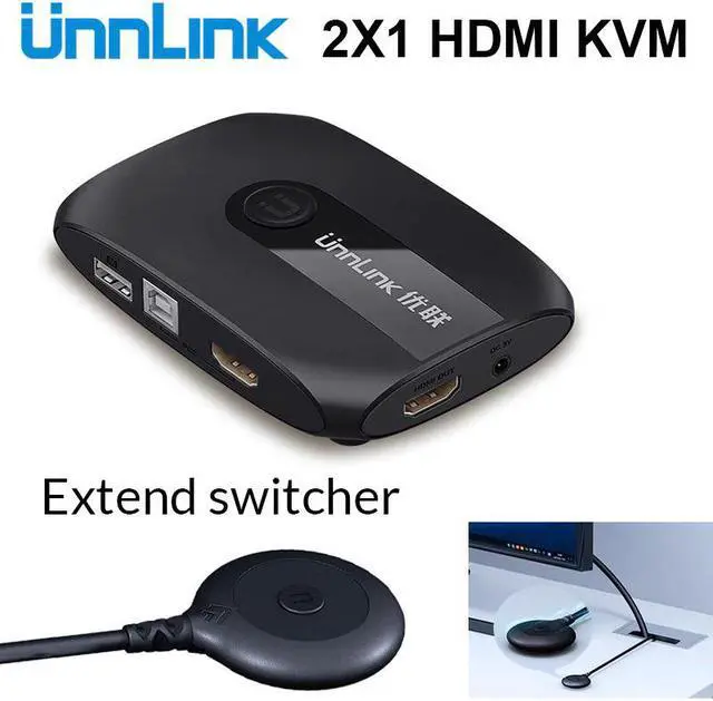 Main image of 2 Ports HDMI KVM Switch with Extender 4K 1080P USB2.0 Sharing Monitor Printer Keyboard Mouse for 2 computers laptops ps4