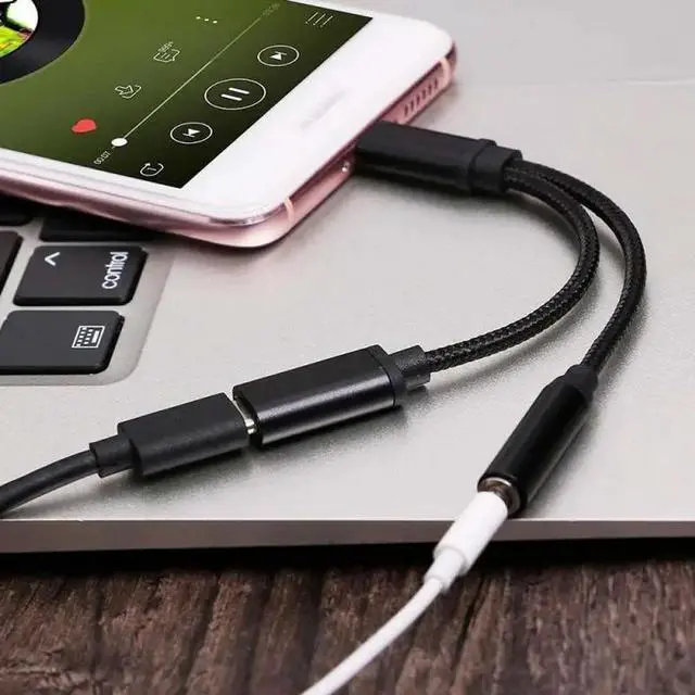 Alt view image 5 of 5 - 2 in 1 Type C Splitter Adaptateur Audio Cable Type C to 3.5mm Jack Aux Earphone Call Music Charging Adapter Cable