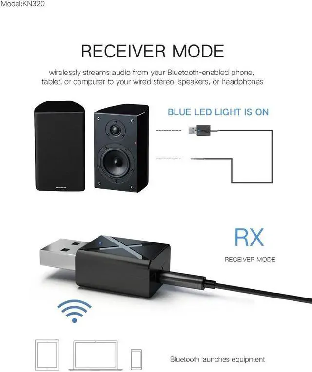 Alt view image 3 of 5 - Bluetooth 5.0 Audio Receiver Transmitter Mini Stereo Bluetooth AUX RCA USB 3.5mm Jack For TV PC Car Kit Wireless Adapter