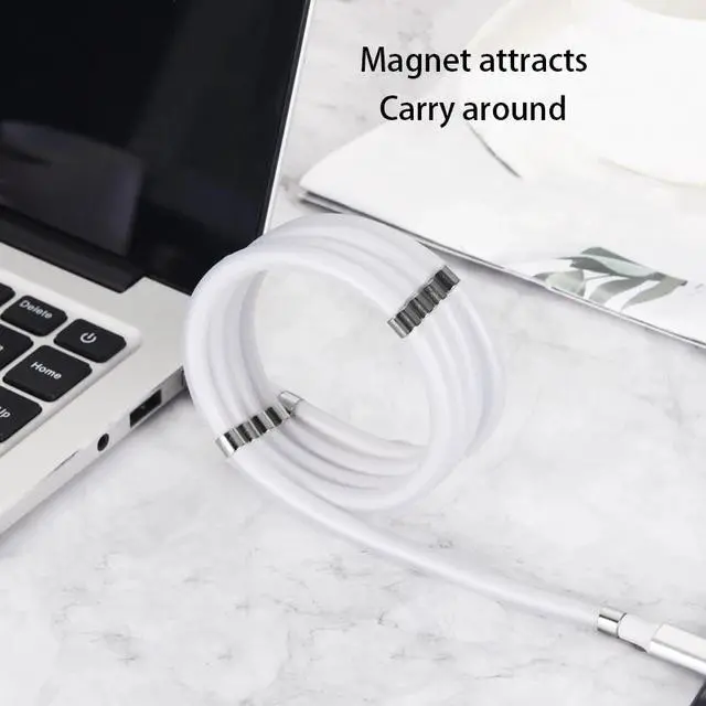 Alt view image 3 of 5 - Magnetic rope automatically retractable cable 3A Fast Charging USB Type C Cable Magnet Charger  Charge Micro USB Cable