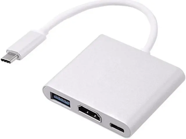 Alt view image 3 of 5 - Multiport Hub Adapter, 3-in-1 Type C Converter with 1 USB 3.0 Port, 1 1080P  Output and 1 Type-c PD Charging Port