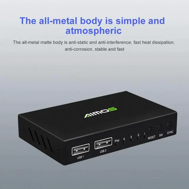 Alt view image 4 of 5 - Synchroniser Controller with 1-button 4-port USB Keyboard KVM Switch Splitter Computer Synchronizer USB 2.0 Synchronizer