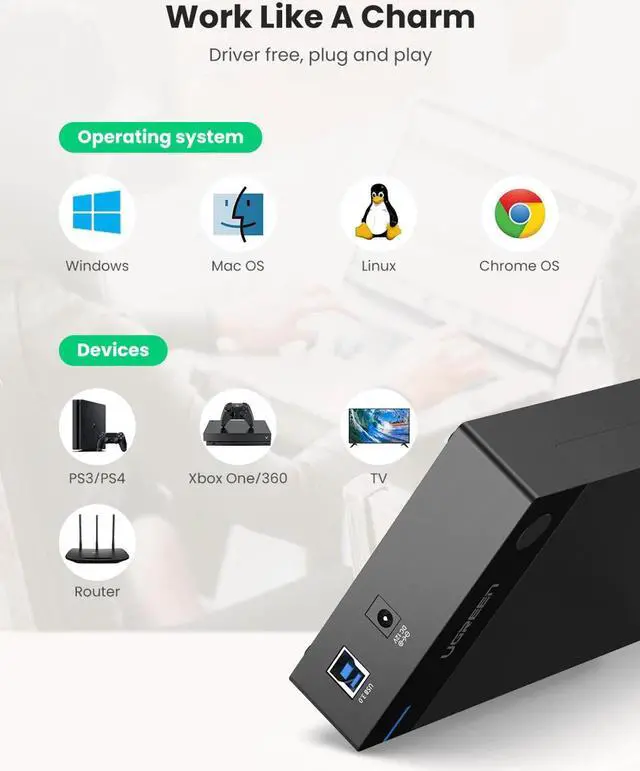 Alt view image 5 of 5 - HDD Case 3.5 2.5 External Hard Drive Enclosure for 3.5 2.5 Inch SATA SSD HDD UASP USB 3.0 to SATA III Hard Drive SSD Case