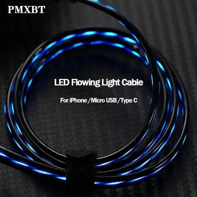 Main image of USB Type C Cable LED Glow Flowing  Charging Cable Mole Phone Charger For  P30  Lighting Luminous Wire