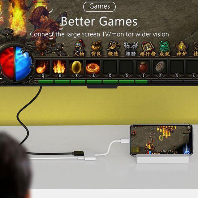 Alt view image 4 of 5 - Adapter for iPhone to TV 1080P HD 4K  Audio Video Converter Lightning Digital AV Adapter Cable for iPhone 11 XS 8 iPad