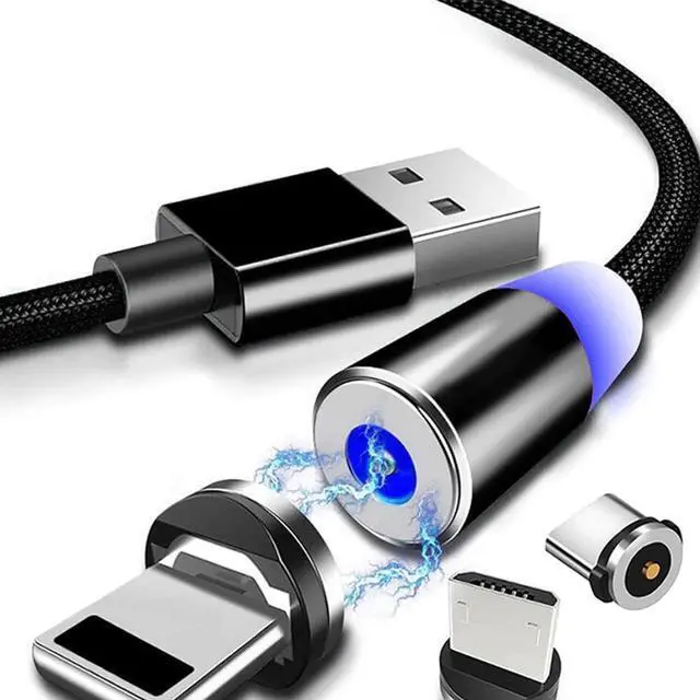 Alt view image 2 of 5 - 5pcs Magnetic Tips 360 Degree Rotation Aluminium Alloy Easy Operate Charging Cable Adapter Durable Replacement Parts Micro USB