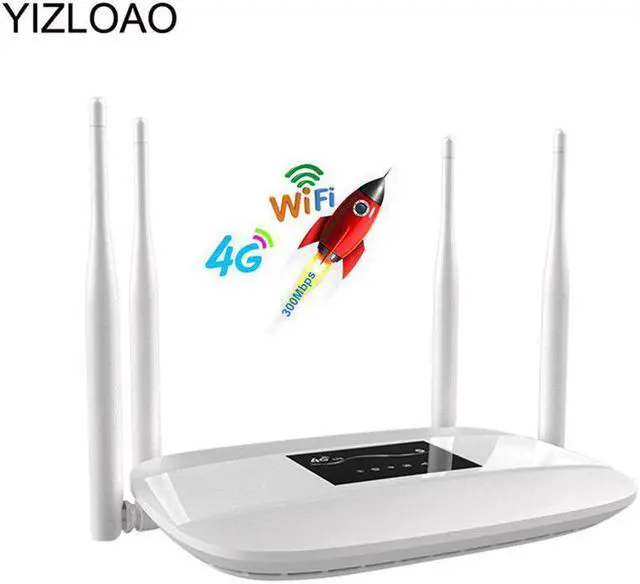 Main image of Unlocked 300Mbps 4 external antennas home Wifi Router 3G 4G GSM LTE router hotspot 4G modem 4g router with sim card slot