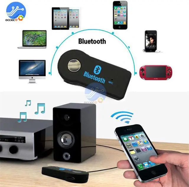 Alt view image 2 of 5 - Audio Receiver Wireless Music Transmitter 3.5mm Stereo AUX Receiver Adapter with Mic for Car Speaker Headphone