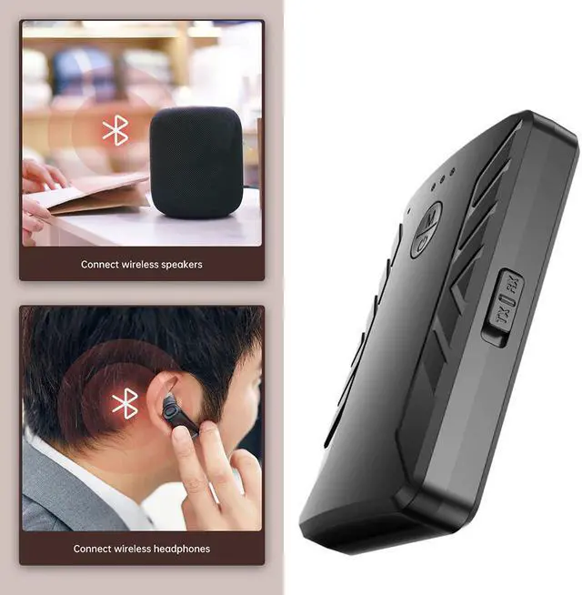 Alt view image 3 of 5 - 2 in 1 Bluetooth 5.0 Audio Receiver Transmitter 3.5mm AUX Jack Handsfree Wireless Music Adapter for Car Headphones Speaker