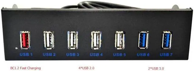 Alt view image 4 of 5 - 3.0 Front Panel 5.25 inch 19 Pin To 2  3.0+4  2.0+BC1.2 Optical Drive Fast Quick Changer Connector for PC Desktop