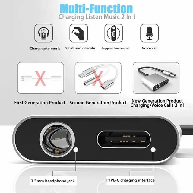 Alt view image 5 of 5 - Type C To 3.5mm Earphone Jack Adapter For   9  Aux Audio Cable Headphone Charger Charging -C Converter