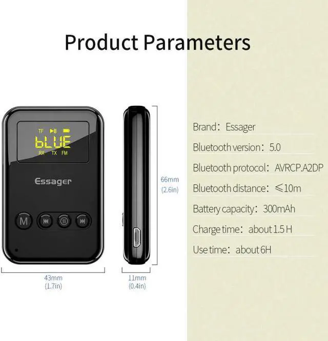 Alt view image 2 of 5 - 5.0 Transmitter Receptor 3.5mm Aux Audio  Built-in HD Decoder Chip Wireless Adapter For Car TV PC Speaker