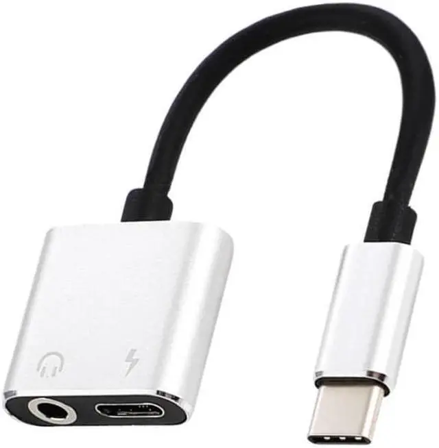 Alt view image 4 of 5 - 2in1 Type-C USB C To 3.5mm Audio Headphone Jack Adapter AUX And Sync Charge Cable Portable USB Type C Charge Audio Adapter