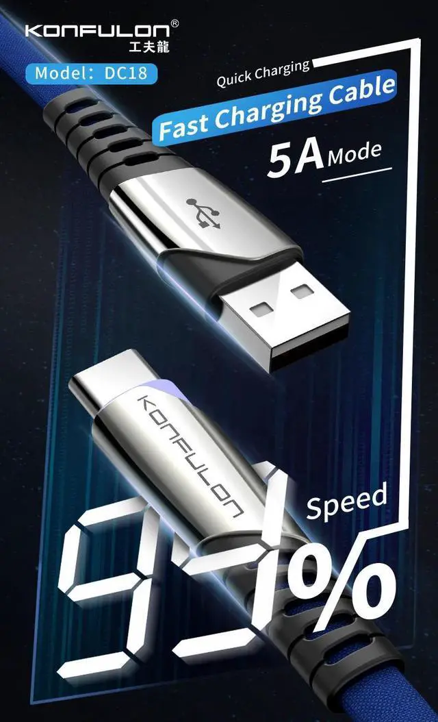 Alt view image 3 of 5 - Type C cableDropshipping USB Type C Cable 5A Fast Charging USB C  Cord Usb C Cable For Mole Phone Type C  Cable DC18