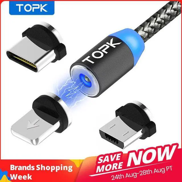 Main image of AM17 1M LED Magnetic USB Cable for iPhone Xs Max 8 7 6 & USB Type C Cable & Micro USB Cable for   LG USB C