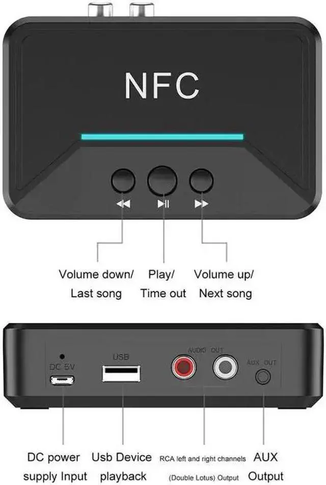 Alt view image 3 of 5 - NFC Bluetooth Receiver 5.0 4.2 4.1 3.0 RCA AptX LL NFC 3.5mm AUX HiFi Stereo Audio Adapter Dongle For Car Speaker