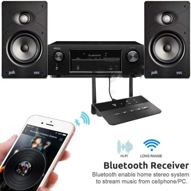Alt view image 4 of 5 - Upgraded 80M Bluetooth 5.0 RCA Transmitter Receiver Bypass 3In1 Aptx LL AAC Music Audio Wireless Adapter 3.5mm AUX For TV PC Car