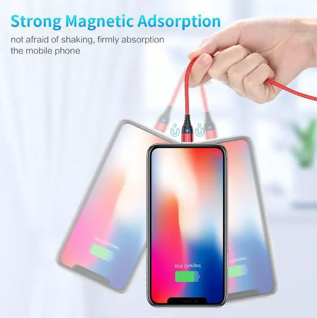 Alt view image 3 of 5 - Magnetic Micro USB Type C Cable For iPhone 11 7 Lighting Cable 3A Fast Charging Wire LED Phone Magnet Charger  Cabo