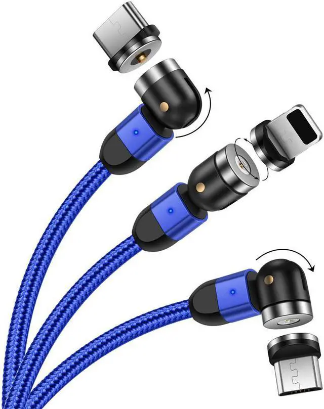 Alt view image 5 of 5 - 2020 New Design 360°/180° Rotation Fast Charging Magnetic Quick Charger Cable For IOS 6 8 X XS 11Type-c Micro USB USB-C 1M 2M