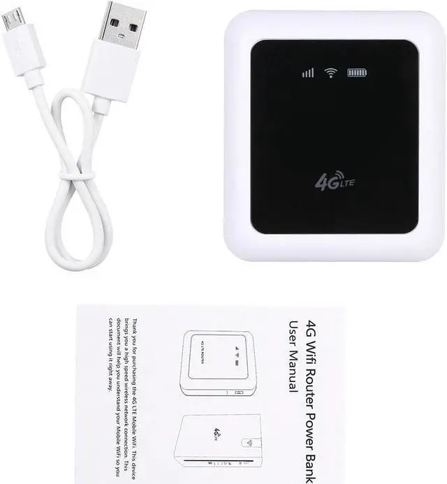 Alt view image 4 of 5 - Hotspot 4G Wireless Wifi Mobile Router FDD 100M With Power Bank(White)