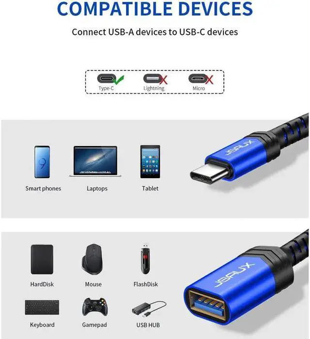Alt view image 4 of 5 - OTG Type C Cable  USB C Male to USB 3.0 A Female Cable OTG USB C Adapter for MacBook Pro  Type-C Adapter usb+3+otg