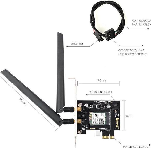 Alt view image 4 of 5 - Dual Band 2.4Gbps PCIe Wifi Card Gigabit Network Card Bluetooth 5.0 Wi-Fi 6 AX200 Wireless Adapter For Pc Desktop Windows 10