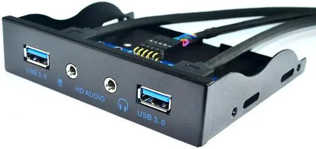 Alt view image 5 of 5 - 3.5" 2 Ports USB 3.0 Hub with HD Audio Output + Mic Connector Adapter , 20Pin 3.5 Inch Internal Floppy Front Panel Bracket