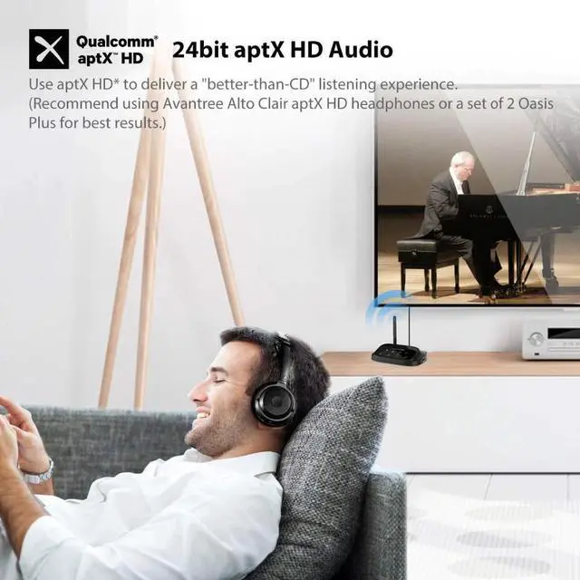 Alt view image 3 of 5 - New Oasis Plus Certified aptX HD Bluetooth 5.0 Transmitter Receiver for TV, Low Latency Wireless Audio Adapter