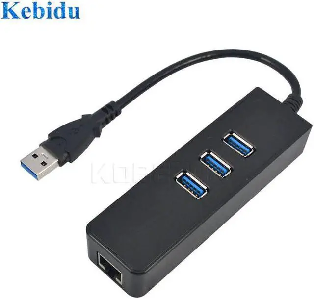 Alt view image 4 of 5 - High Speed 3 Ports USB 3.0 Hub 10/100/1000 Mbps To RJ45 Gigat Ethernet LAN Wired Network Adapter Converter For Windows Mac