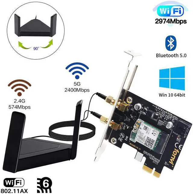Alt view image 2 of 5 - 6 Gig+ AX200 BT 5.0 WiFi Card AX200NGW 802.11ac ax 2.4Gbps MU-MIMO OFDMA Miracast PC Wireless Network Adapter Ultra-Fast