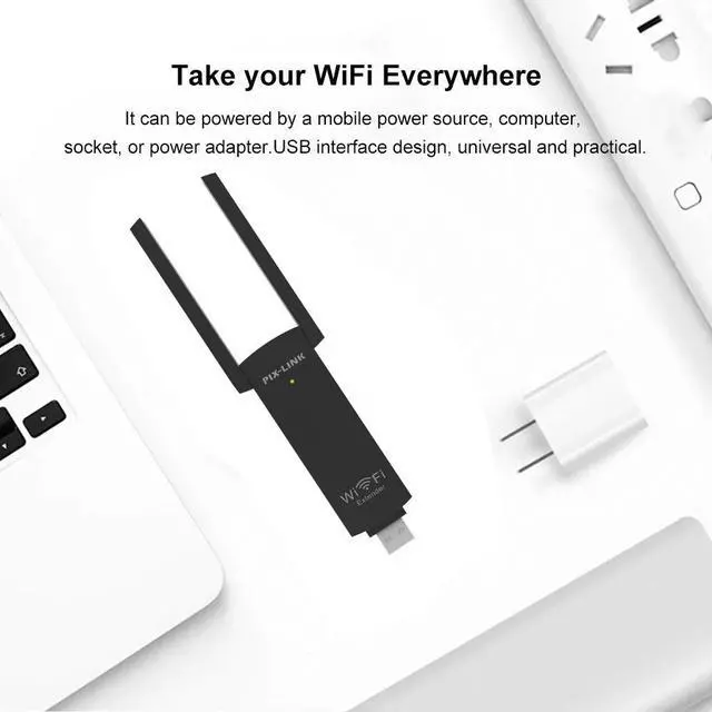 Alt view image 4 of 5 - 300Mbps Mini Portable Wirless USB WiFi Repeater Network WiFi Extender Range Expander Router 802.11 b/g /n with Dual Antennas