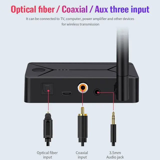 Alt view image 2 of 5 - Optical SPDIF Wireless Adapter 3.5mm AUX Jack RCA USB Stereo Music Bluetooth 5.0 Audio Transmitter For TV PC Headphone