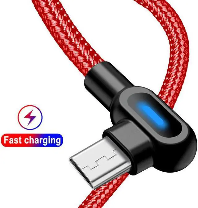 Alt view image 3 of 5 - USB Type C 1M 2M  Usb Fast Charging 90 Degree Cable For  S8 S9 S10   Charger Cord Dropshipping