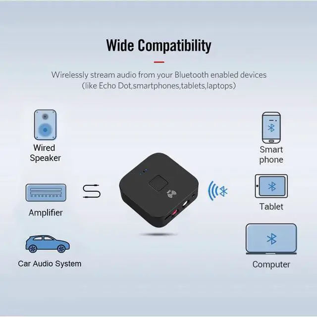 Alt view image 3 of 5 - 5.0 RCA Audio Receiver Smart NFC Connect 3.5mm 3.5 AUX Jack For Car kit Speakers HIFI Stereo Music Wireless Adapter BT