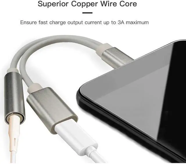 Alt view image 3 of 5 - 2 in1  USB-C Type C To 3.5mm Aux Audio Charging Cable Adapter Splitter Headphone For