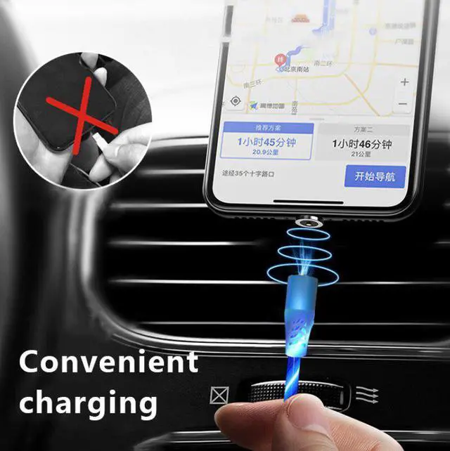 Alt view image 4 of 5 - 3A Charger USB Type C Cable Micro USB Cable  LED Light Magnetic Phone Cable Fast Charging Micro USB Type C Cable