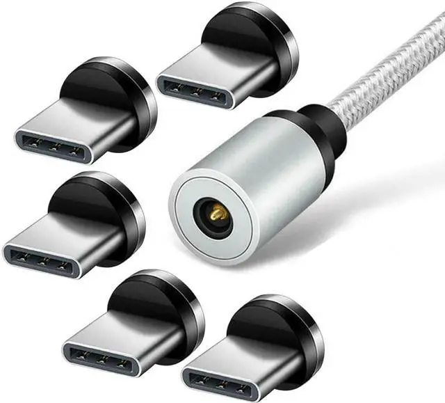 Alt view image 3 of 5 - 5pcs Magnetic Tips 360 Degree Rotation Aluminium Alloy Easy Operate Charging Cable Adapter Durable Replacement Parts Micro USB
