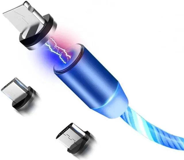 Alt view image 3 of 5 - 1m Magnetic charging Mole Phone Cable USB Type C Flow Luminous Lighting  Wire for   LED Micro Kable
