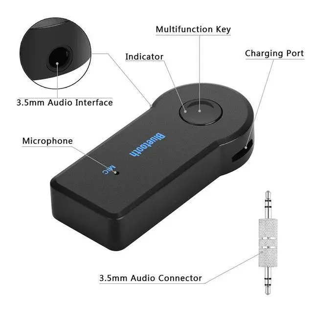 Alt view image 3 of 5 - 2 in 1 Wireless Bluetooth 5.0 Receiver Transmitter Adapter 3.5mm Jack For Car Music Audio Aux A2dp Headphone Reciever Handsfree