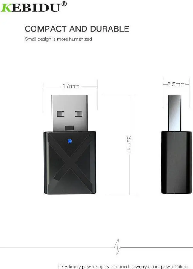 Alt view image 5 of 5 - KN320 Mini Bluetooth V5.0 Transmitter Receiver 3.5mm AUX Stereo Wireless Bluetooth Adapter For Car Music For TV Newest