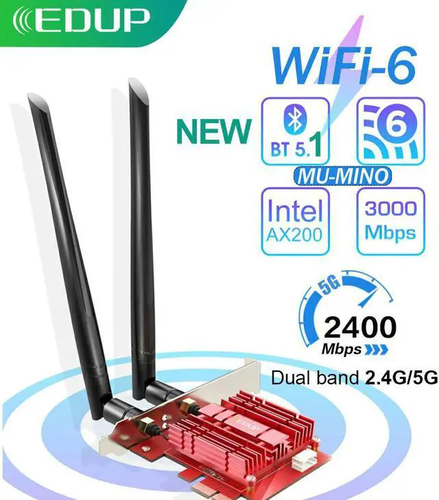 Main image of 2974Mbps Wifi 6 Bluetooth 5.1 PCI-E Wireless WiFi Adapter AX200NGW Dual Band 2.4G/5Ghz Network Card for Desktop Card WIN10