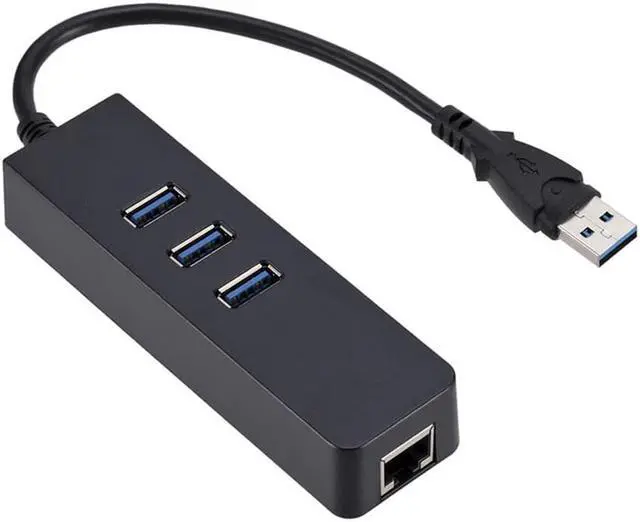 Alt view image 5 of 5 - Portable 3 Port USB 3.0 Hub 1000Mbps Gigat Ethernet Adapter USB to RJ45 Lan Network Card for Windows laptop Adapter