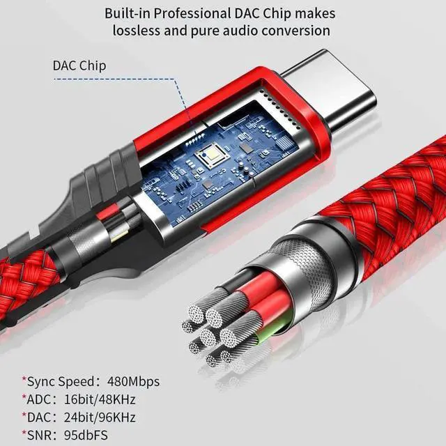 Alt view image 5 of 5 - Type C 3.5mm Aux Adapter, Usb C To 3.5MM Headphone Jack Adapter Audio Cable for Pixel 4 3 2 XL iPad Pro  Galaxy S20