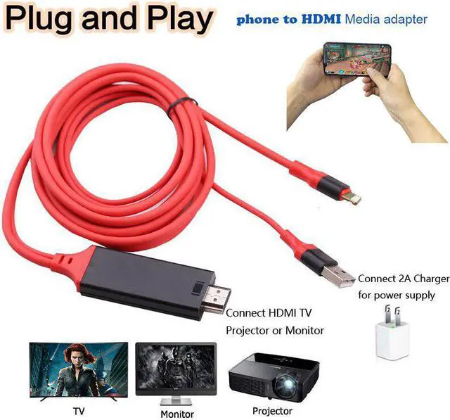 Alt view image 2 of 5 - 2M Type C HDMI Cable Phone Connect to TV Adapter HDTV Screen Share  For MacBook    S8 S9+ S10+  P20 P30